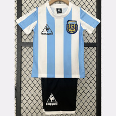 1986 Argentina Home Kids Retro Soccer Jersey