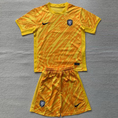 24-25 Netherlands Yellow GoalKeeper Kids Soccer Jersey