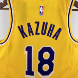 22-23 LAKERS KAZUHA #18 Yellow Top Quality Hot Pressing NBA Jersey(圆领)