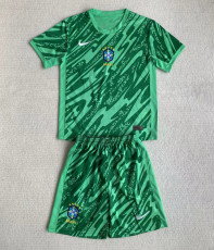 24-25 Brazil Green GoalKeeper Kids Soccer Jersey
