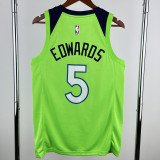 TIMBERWOLVES EDWARDS #5 Fluorescent green Top Quality Hot Pressing NBA Jersey (Trapeze Edition)飞人版
