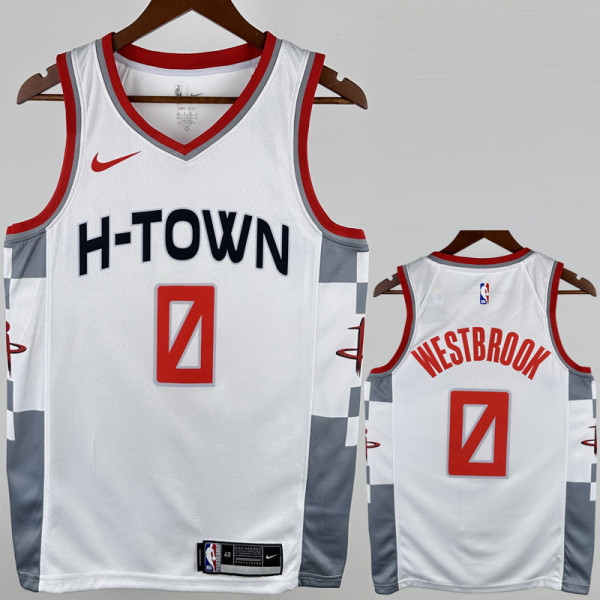 2019-20 ROCKETS WESTBROOK #0 White City Edition Top Quality Hot Pressing NBA Jersey
