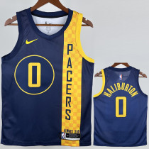 2017-2018 Indiana Pacers HALIBURTON #0 Blue City Edition Top Quality Hot Pressing NBA Jersey