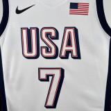 2024 Olympic Game USA DURANT # 7 White Basketball Jersey