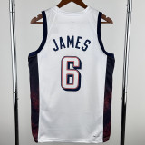 2024 Olympic Game USA JAMES # 6 White Basketball Jersey