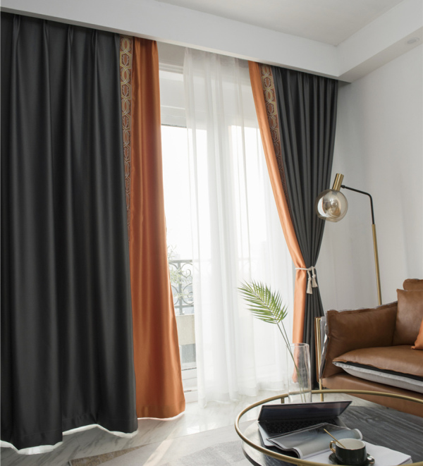 HELLEN Splicing colors  Silky touch  blackout curtains