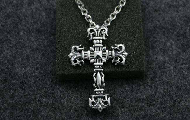 Chrome Hearts Pendant Filigree CROSS CHP061 Solid 925 Sterling Silver