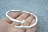 Chrome Hearts Bangle Open Nail CH Fleur CHT035 Solid 925 Sterling Silver