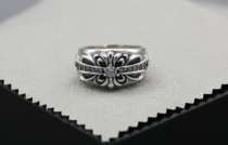 Chrome Hearts Floral Caring V-Band Ring Solid Solid 925 Sterling Silver CHR041