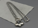 Chrome Hearts Pendant Army Fleur with Chain CHP082 Solid 925 Sterling Silver
