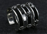 Chrome Hearts Bangle Open CH CROSS / CH FLOWER CHT061 Solid 925 Silver