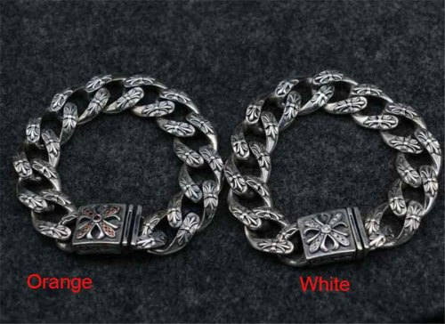 CHROME HEARTS 925 Sterling Silver with White Diamond Bracelet CHB056