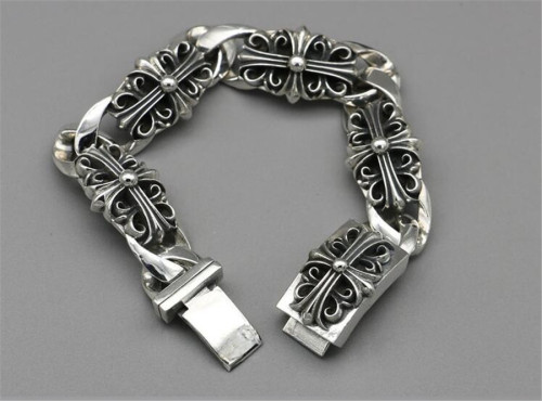 CHROME HEARTS 925 Sterling Silver Cross Bracelet CHB009