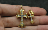 Chrome Hearts CH CROSS Pendant Gold plated CHP002 Solid 925 Sterling Silver