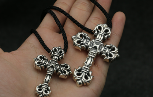 Chrome Hearts Pendant Filigree Cross With Chain CHP011 Solid 925 Sterling Silver