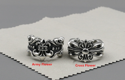 Chrome Hearts Army Flower Open Ring Plus CHR083 Solid 925 Sterling Silver