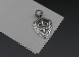 Chrome Hearts Pendant Shield Army Fleur CHP078 Solid 925 Sterling Silver