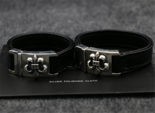 Chrome Hearts Leather Bangle Buckle CHT039 Solid 925 Sterling Silver