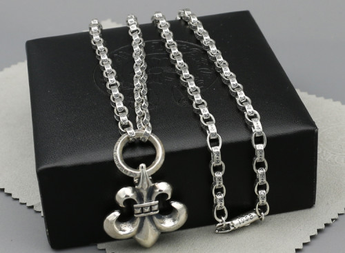 Chrome Hearts Pendant Army Fleur with Chain CHP082 Solid 925 Sterling Silver