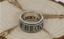 LUCKY Roman numeral Ring CHR098 Solid 925 Sterling Silver