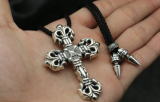 Chrome Hearts Pendant Filigree Cross With Chain CHP011 Solid 925 Sterling Silver