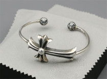 Chrome Hearts Open Bangle CH CROSS CHT018 Solid 925 Sterling Silver