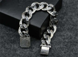 CHROME HEARTS 925 Sterling Silver with White Diamond Bracelet CHB056