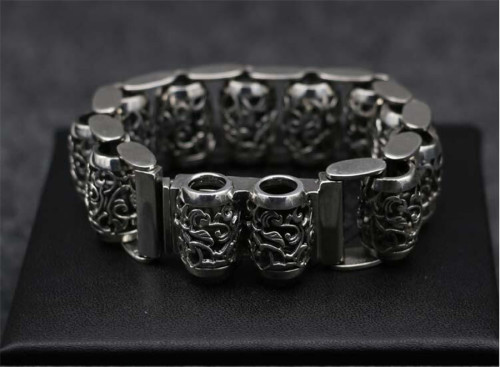 CHROME HEARTS Hollow 925 Sterling Silver Bracelet CHB036