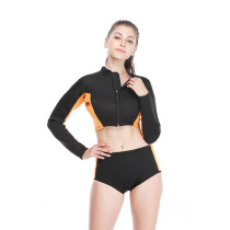 3MM Neoprene Smooth Skin Swimming Surfing Sexy Wetsuit Jacket Orange Plain Sport Wetsuit Top Woman