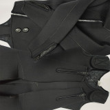 5 mm black two piece front zipper diving wetsuit for men