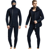 5 mm black two piece front zipper diving wetsuit for men