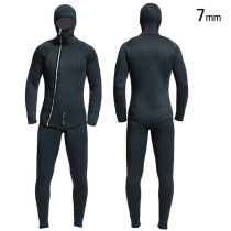 7mm black two piece front zipper diving wetsuit for men
