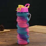 500ML Colorrful Food Grade Silicone Folding Portable Cups For Travel Outdoor Sports