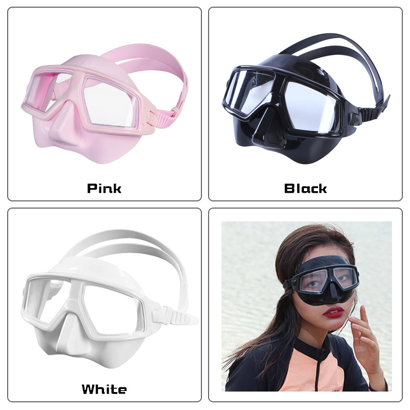 3-Windows Frameless Mask & Dry Snorkel Silicone Set WIL-DS-35NB for narrow faces 