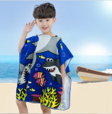 Diving Bath Towel Children Beach Towel With Hood Microfiber Bathing Bathrobe
