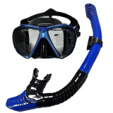 Dual tempered glass scuba dive mask full dry snorkel set