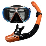 Dual tempered glass scuba dive mask full dry snorkel set