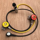 Scuba diving first and second regulator set with low pressure gauge