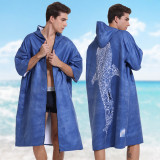 Quality quick dry polar fleece bathrobes with hood for men and women