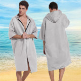 Quality quick dry polar fleece bathrobes with hood for men and women