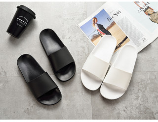 Summer Home Men Slippers Simple Black White Shoes