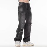 Washed distressed jeans