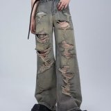 	 Washed distressed jeans 