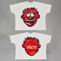 Randomness made street hip-hop printed t-shirt European and American short-sleeved trendy brand loose round neck short-sleeved retro all-match,custom made 100% cotton t-shirts