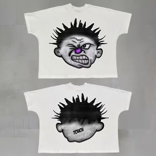 Randomness made street hip-hop printed t-shirt European and American short-sleeved trendy brand loose round neck short-sleeved retro all-match,custom made 100% cotton t-shirts