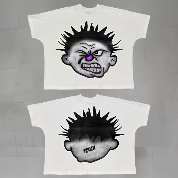 Randomness made street hip-hop printed t-shirt European and American short-sleeved trendy brand loose round neck short-sleeved retro all-match,custom made 100% cotton t-shirts