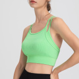 Yoga fitness bra vest for women to wear as outerwear to prevent exposure while running, shockproof, dancing, quick-drying, breathable, beautiful back sports