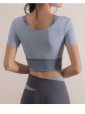Summer thin half-zip fitness clothes women's running quick-drying clothes sports short-sleeved tight yoga tops