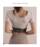 Summer thin half-zip fitness clothes women's running quick-drying clothes sports short-sleeved tight yoga tops