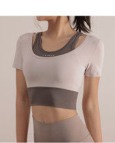 Summer thin half-zip fitness clothes women's running quick-drying clothes sports short-sleeved tight yoga tops